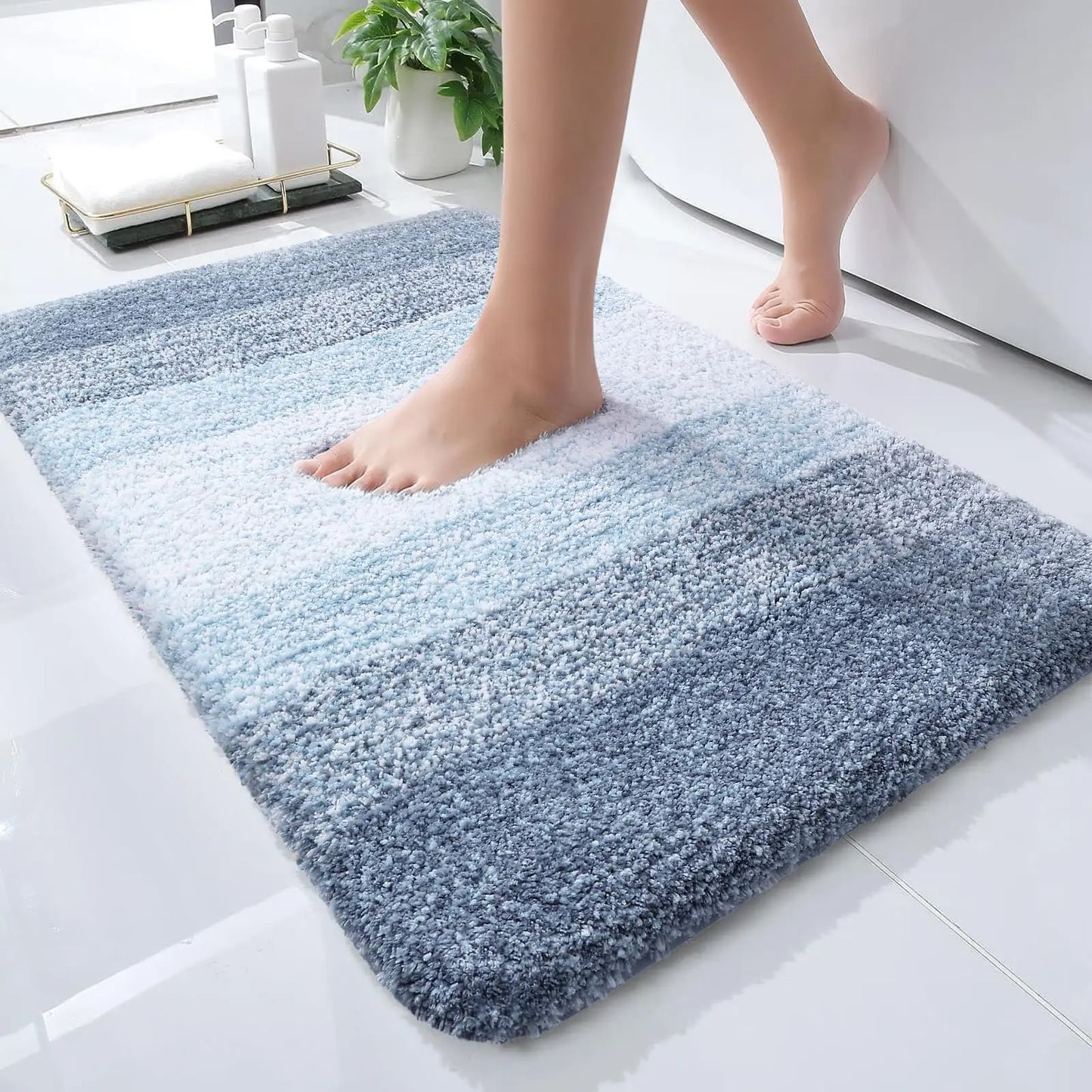 Kitinjoy Tappeto Da Bagno In Microfibra Assorbente Morbido Antiscivolo Shaggy Lavabile In Lavatrice