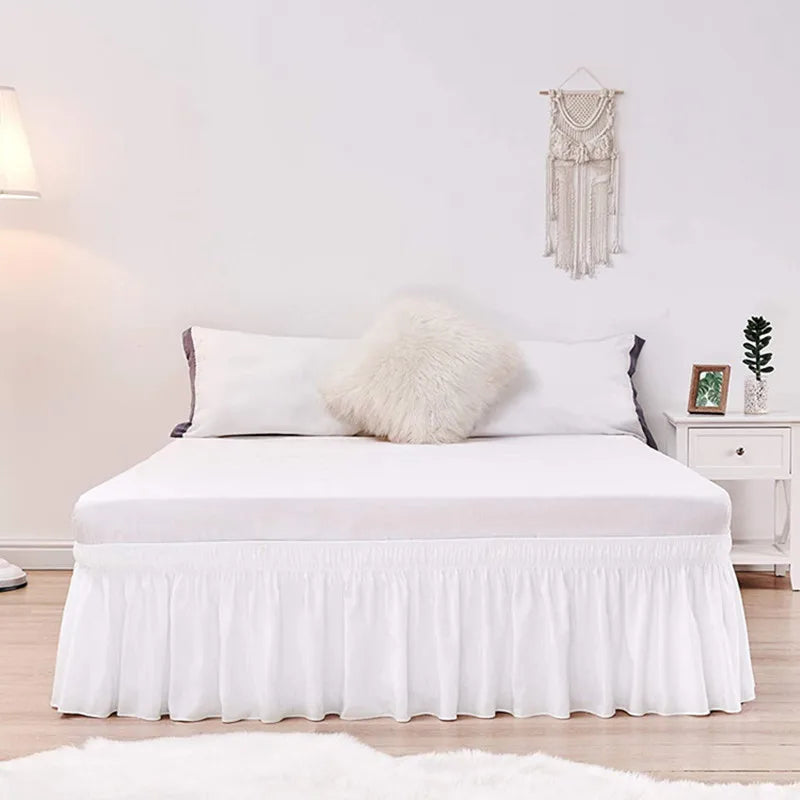 Gonne Da Letto Avvolgenti Con Volant Per Letti Queen In Tessuto Resistente Alle Pieghe Elastico Regolabile Facile Da Montare