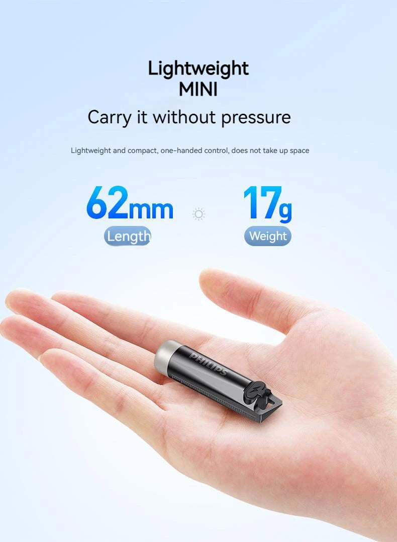 Philips Mini Torcia SFL1121 Alta Intensità Ultraluminosa Ricaricabile Portatile Autodifesa Emergenza Esterna 200 Metri