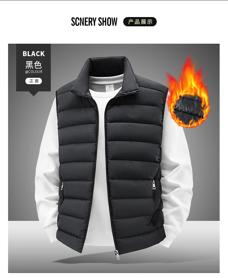 Gilet Invernale Da Uomo Antivento Senza Maniche Con Cerniera Colletto Mandarino Abbigliamento Outdoor Casual