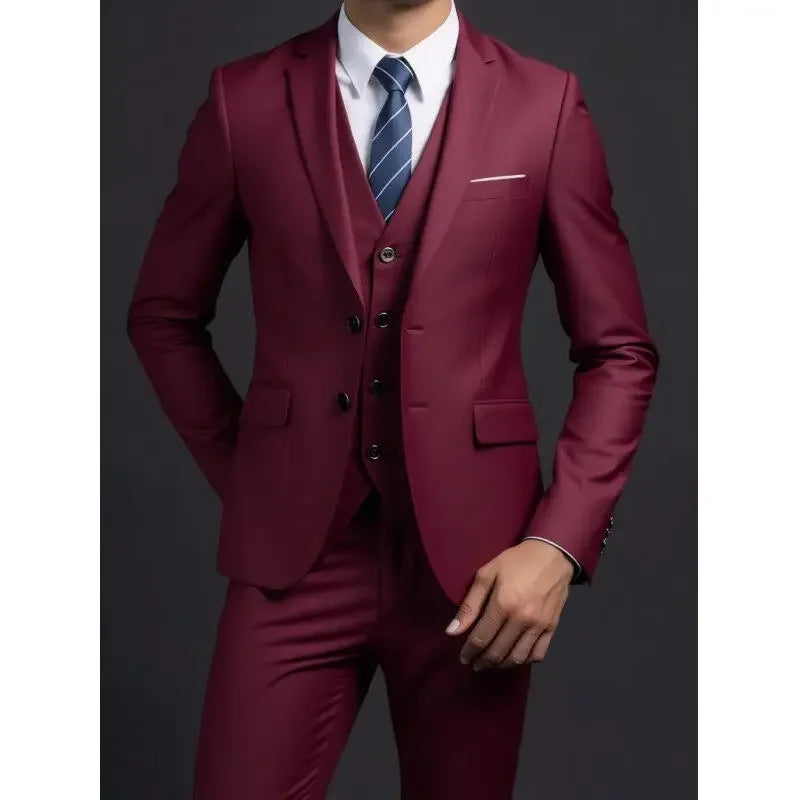 Completo Tre Pezzi Uomo Stile Britannico Elegante Per Matrimoni Cerimonie Banchetti Comfort Sobrietà Presenza