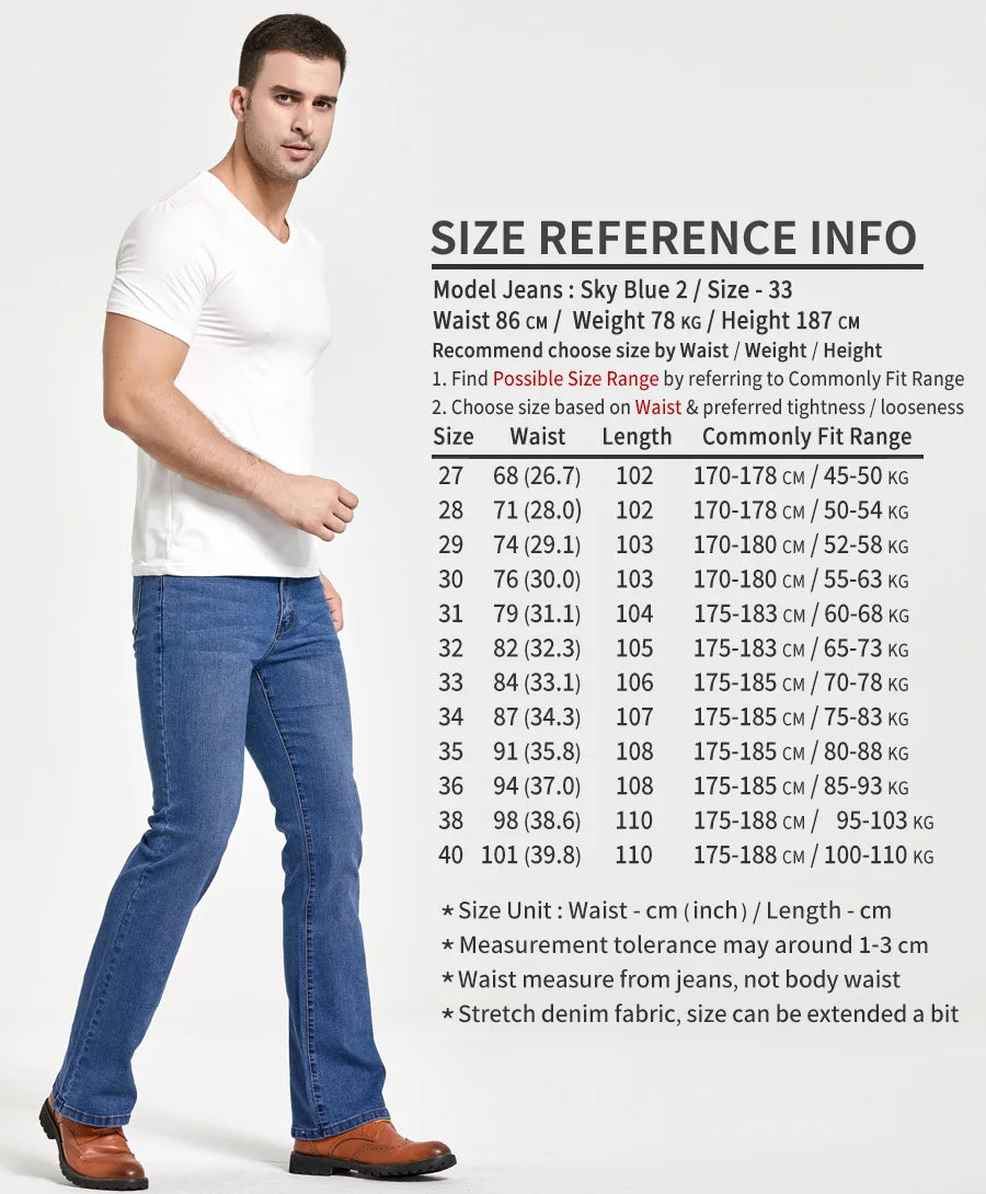 Jeans Da Uomo Con Taglio A Stivale Slim Fit Blu Neri Elasticizzati Denim Classici Firmati