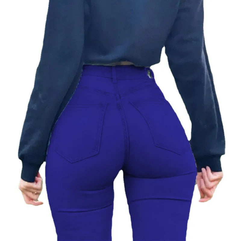 Jeans Da Donna A Vita Alta Pantaloni A Sigaretta In Denim Rivestito In Cotone Primavera 2025 Sensuali E Moda