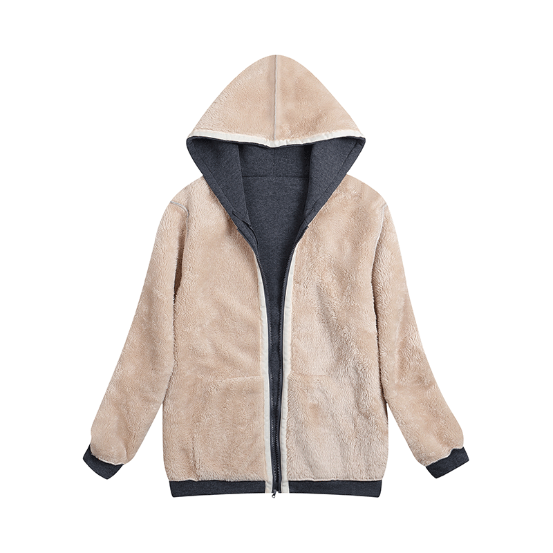 Cappotto Invernale Donna In Peluche Con Cappuccio E Zip Felpa In Pile Calda E Morbida Con Pelliccia Artificiale