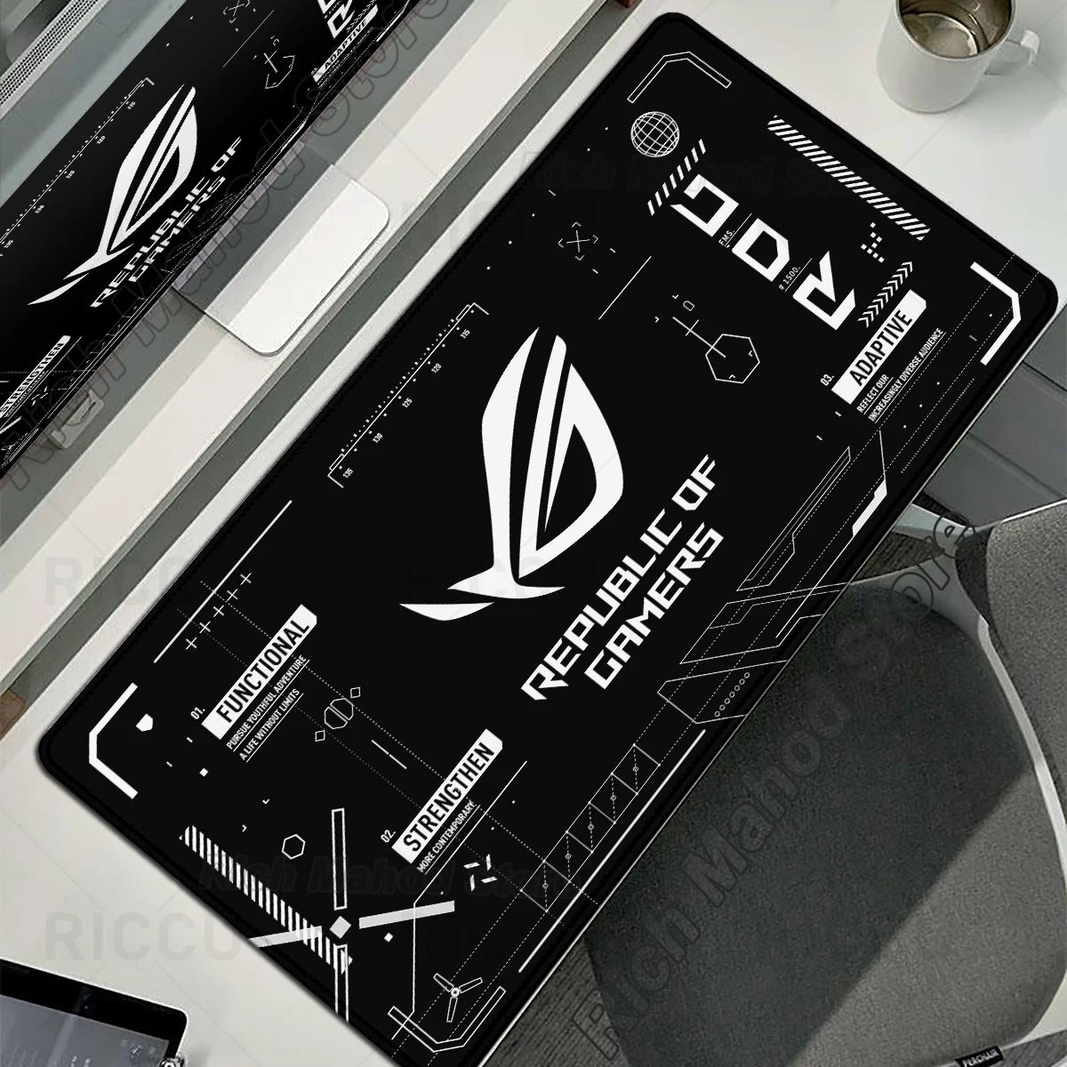 Tappetino per Mouse XXL ASUS ROG Republic Of Gamers Antiscivolo in Gomma per Scrivania da Gioco e Tastiera