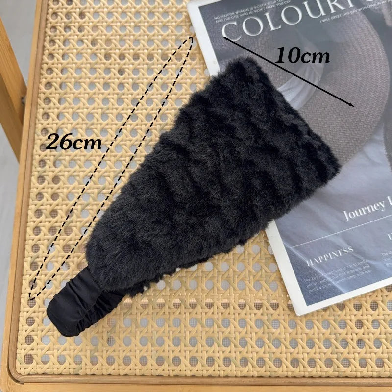 Fascia Larga Invernale Antivento In Pelliccia di Coniglio Elastico Protezione Orecchie Calda Accessorio Capelli Donna