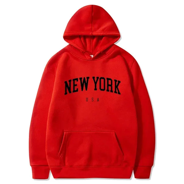 Felpe Con Cappuccio Uomo Donna New York City Stampe Lettere Grafica Casual Harajuku Pullover Abbigliamento Sportivo