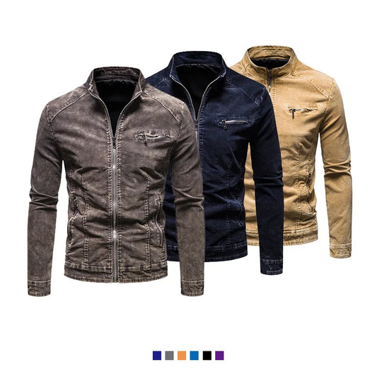 Giacche Di Jeans Da Uomo Slim Fit Primavera Autunno Retrò Capispalla Moda Denim Colletto Coreano Con Cerniera Di Marca