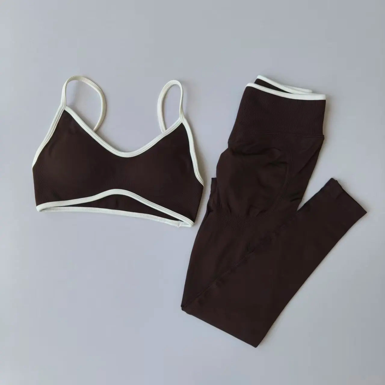 Set Da Allenamento Donna In Due Pezzi Leggings Senza Cuciture Vita Alta E Reggiseni Sportivi Con Spalline