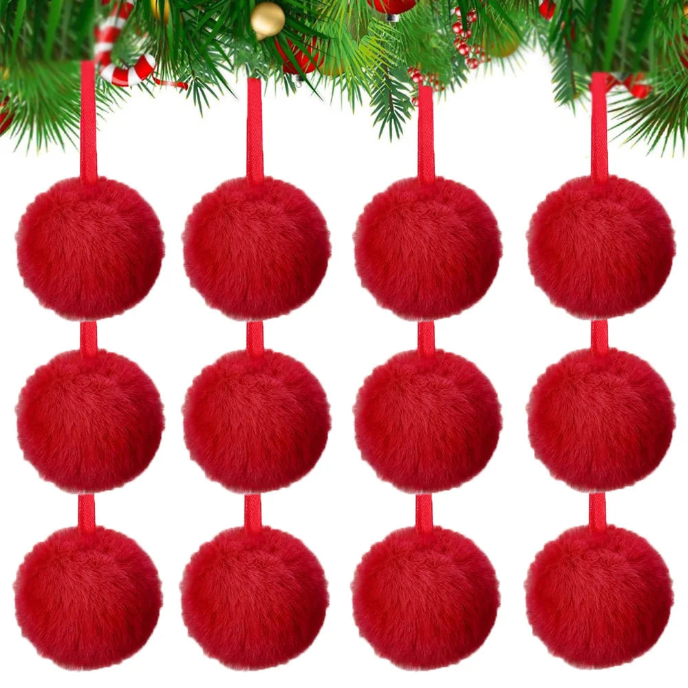 12/24 pezzi 6 cm peluche palla di Natale decorazione albero di Natale ornamento Navidad Natal regalo di Capodanno 2026
