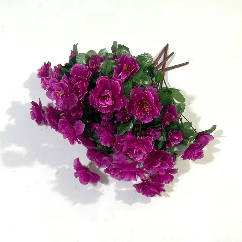 Set da 2 Pezzi Fiori Artificiali Azalea Rosse Autunno UV Resistenti per Decorazioni Interni della Casa