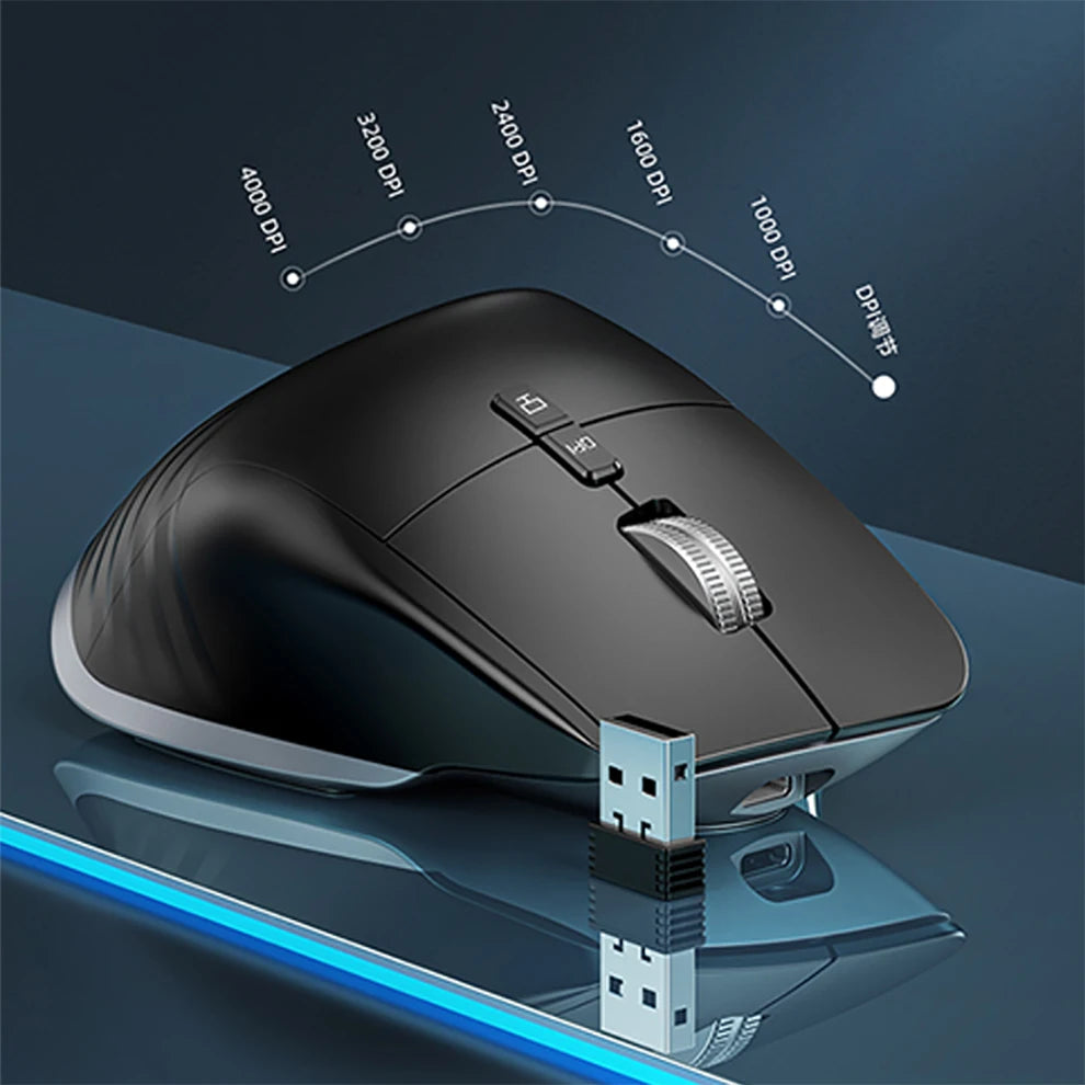 Mouse Wireless Multi Dispositivo Bluetooth 5.0 e 3.0 2.4G Ottico Portatile Ergonomico Per Computer Mano Destra