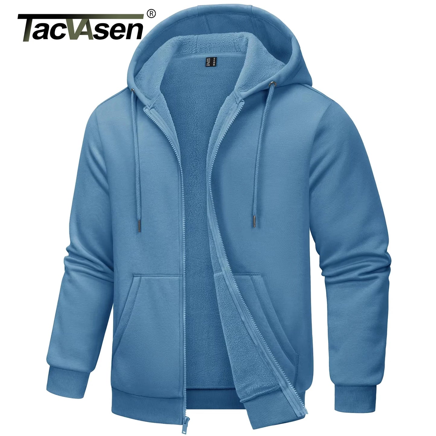 Tacvasen Felpa Con Cappuccio Uomo In Pile Con Tasche Grandi Con Zip Intera Casual Sportivo Per Running Escursionismo