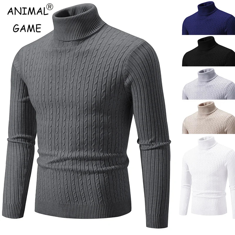 Maglione Dolcevita Uomo Lana Caldo Lavorato A Maglia Tinta Unita Inverno Casual Outdoor Top