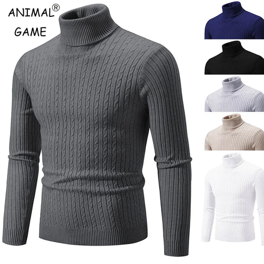 Maglione Dolcevita Uomo Lana Caldo Lavorato A Maglia Tinta Unita Inverno Casual Outdoor Top