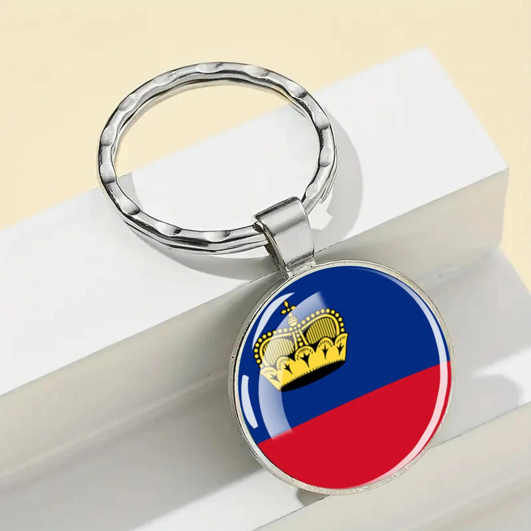 Portachiavi Bandiera Europea Albania Spagna Italia Francia Regno Unito Ciondolo Vetro Metallo Per Borsa Regalo Patrioti