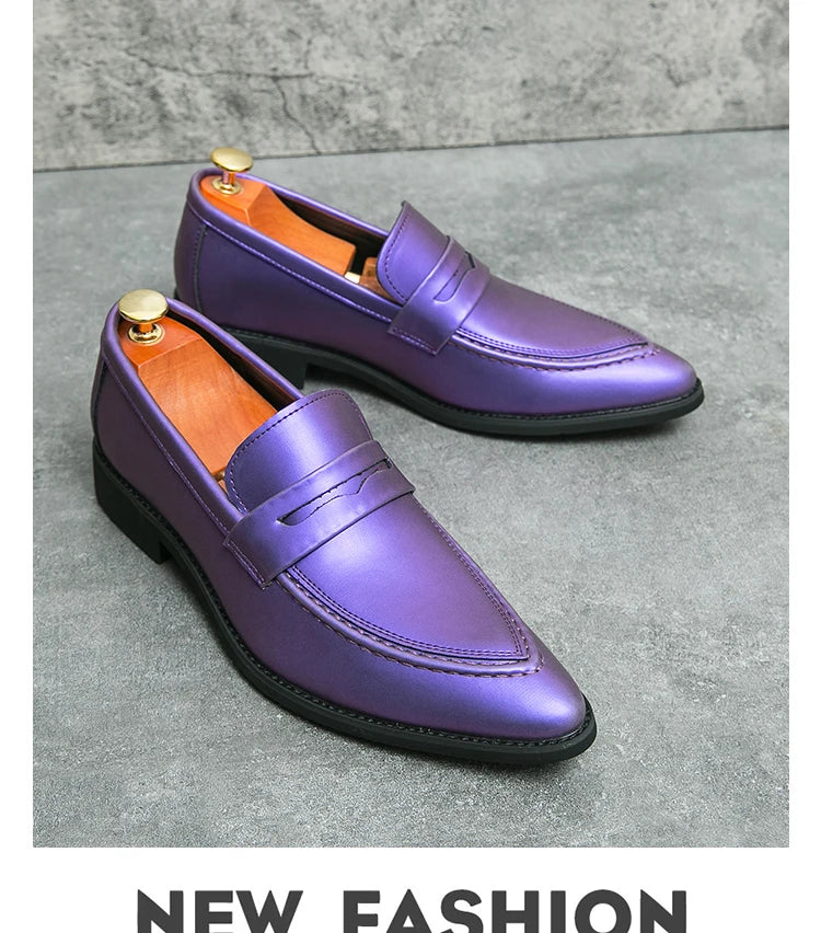 Scarpe Da Uomo In Pelle Oxford Verdi E Viola Scarpe Da Lavoro Classiche Mocassini Casual Eleganti