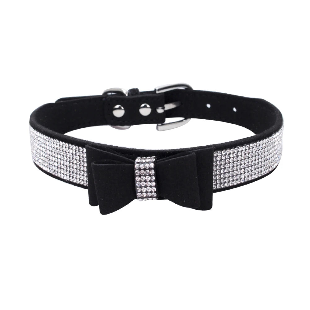 Guinzaglio Per Collare In Pelle Di Velluto Con Strass Bling E Decorazione Farfalla Accessori Di Moda