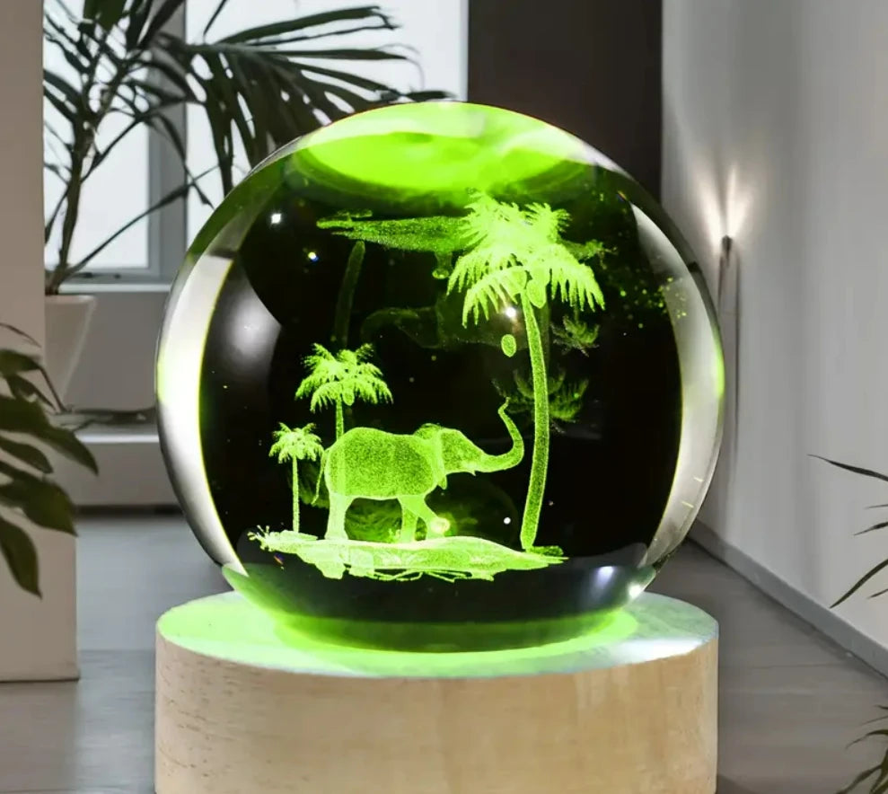 Decorazione Della Stanza Con Sfera Di Cristallo 3D E Base Led Per Luce Ambientale Nel Soggiorno