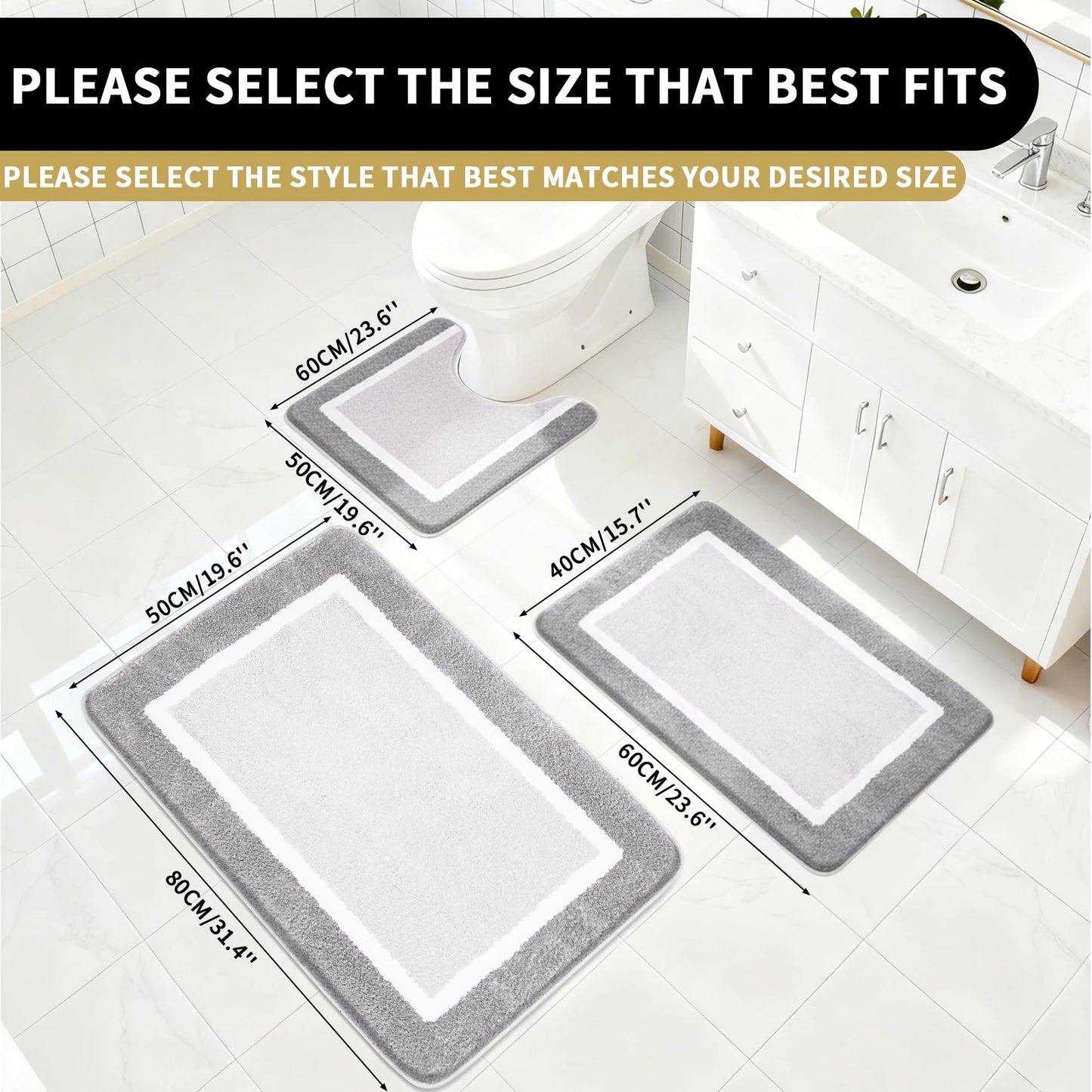 Tappetini Da Bagno In Microfibra Antiscivolo Morbidi E Assorbenti Lavabili In Lavatrice Con Asciugatura Rapida Set