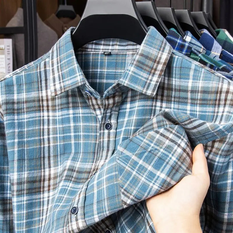 Camicie Da Uomo In Flanella Scozzese A Quadri Manica Lunga In Cotone Taglie Dalla S Alla XL Vestibilita Standard E Casual
