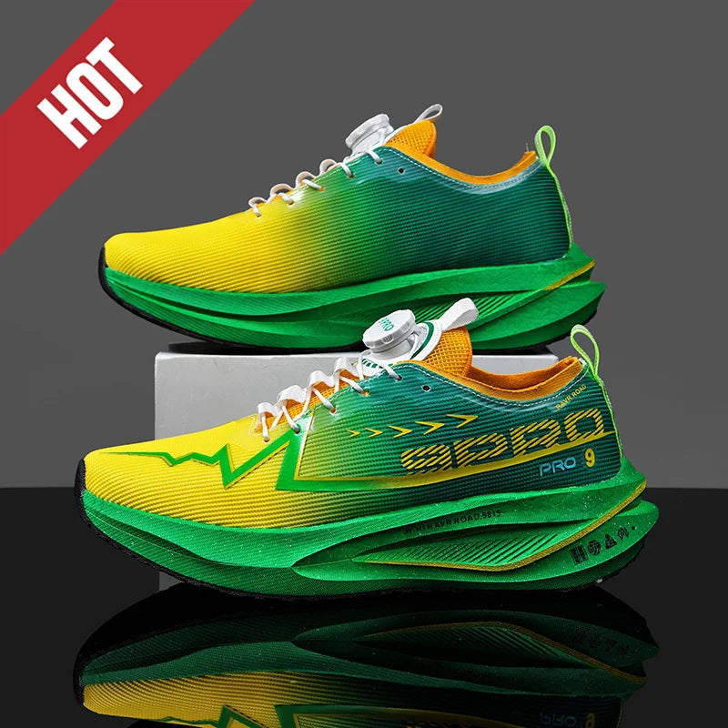 Scarpe Da Corsa Fluorescenti Con Piastra In Carbonio Per Maratona Sneakers Respiranti Leggere Per Uomo E Donna