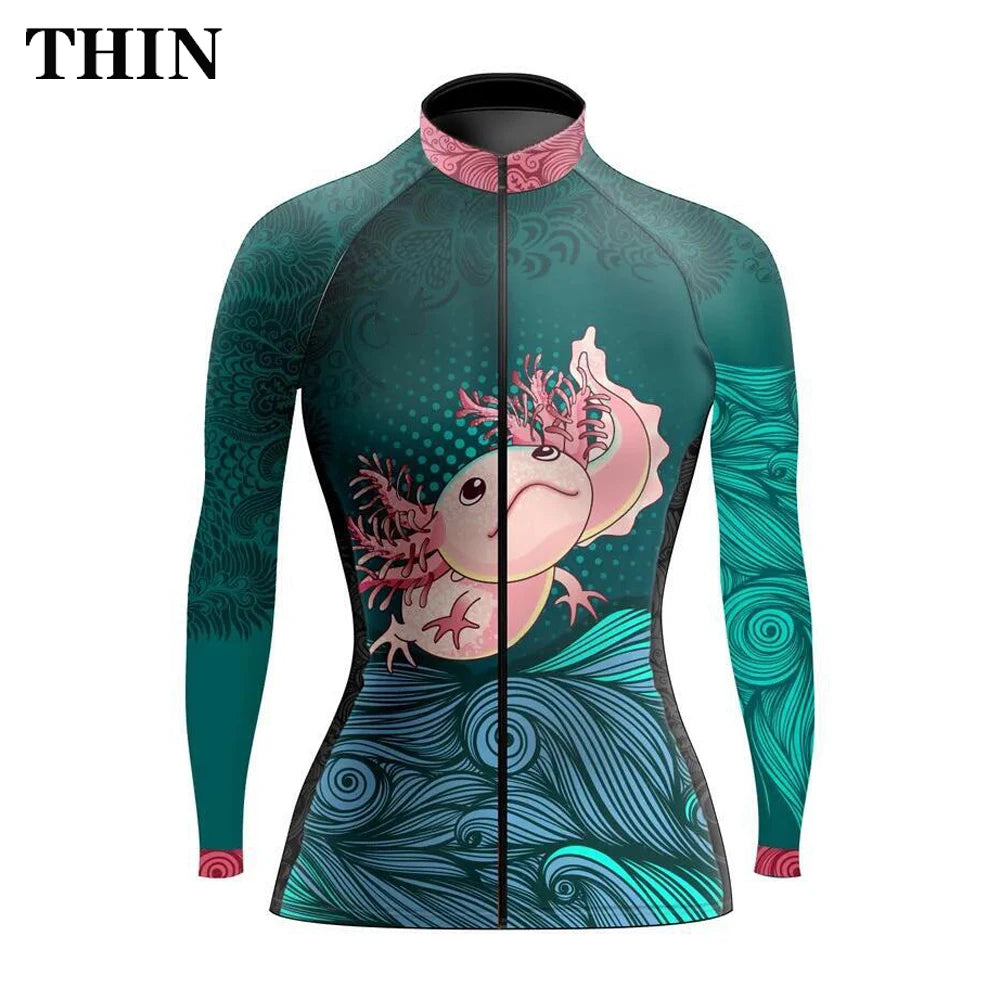 Downorup Maglia Ciclismo Donna Manica Lunga Tutta La Stagione Pile Caldo Leggera Modello L001