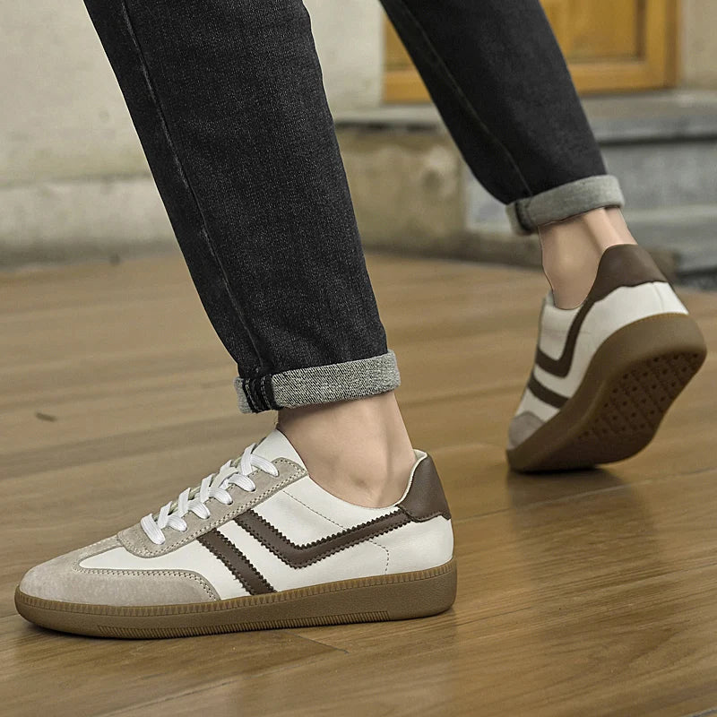 Scarpe Vulcanizzate Uomo Collezione Primaverile Scarpe Stringate Casual da Esterno Pelle Classiche da Passeggio Skate