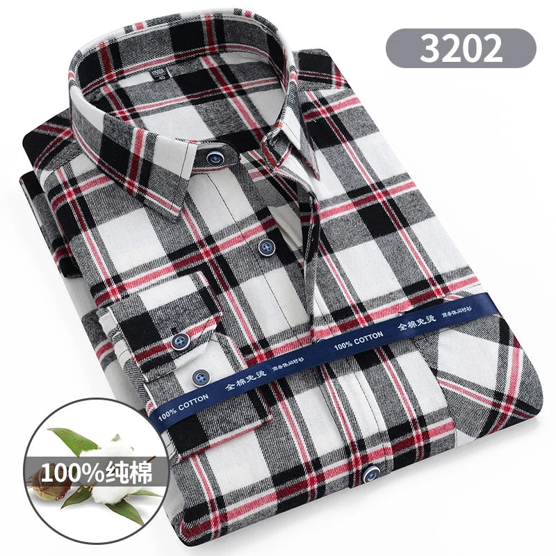 Camicie Da Uomo In Flanella Scozzese A Quadri Manica Lunga In Cotone Taglie Dalla S Alla XL Vestibilita Standard E Casual