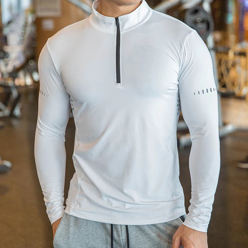 Maglia Da Fitness Da Uomo A Maniche Lunghe Per Corsa Palestra Sportiva Compression Rashguard Attillata