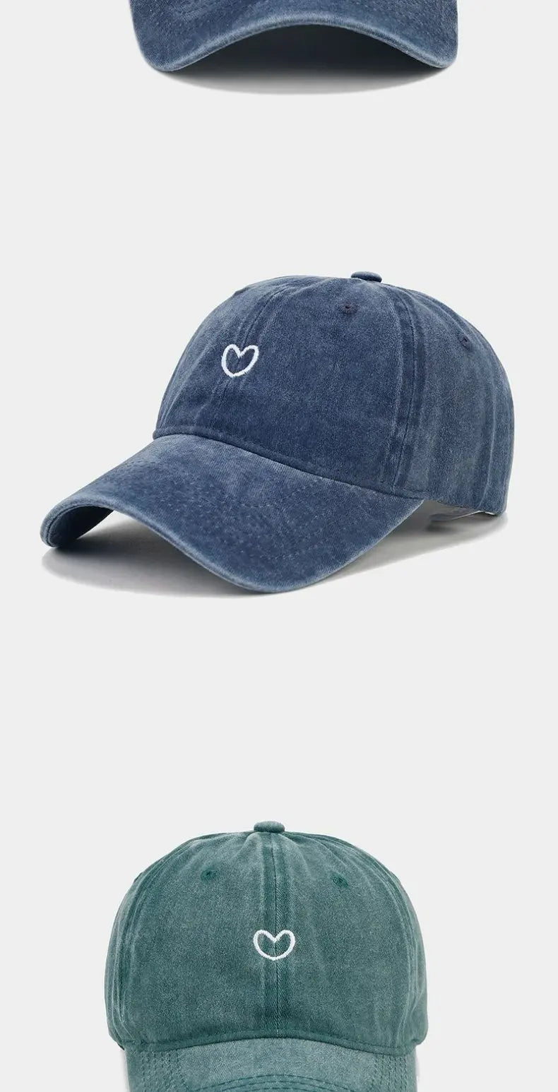 Cappello Da Baseball In Cotone Lavato Unisex Ricamato Con Amore Retro Protezione Solare Per Donna E Uomo