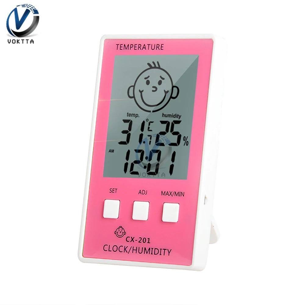 CX 201 Termometro Digitale 3 In 1 Igrometro Orologio Elettronico Interno Monitor Umidità