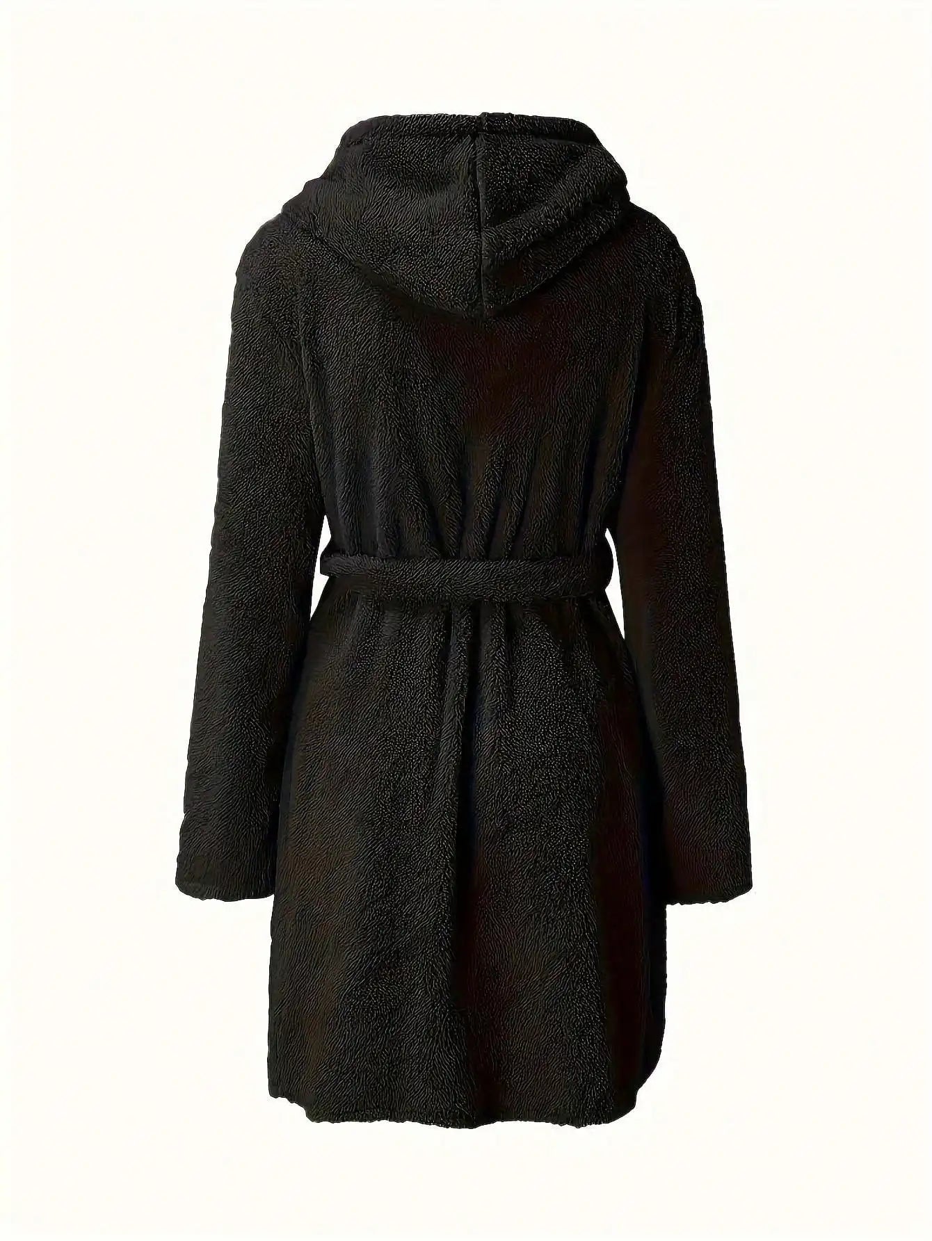 Vestaglia Da Donna Con Cappuccio Tinta Unita Con Cintura Calda E Morbida Per Casa Autunno Inverno