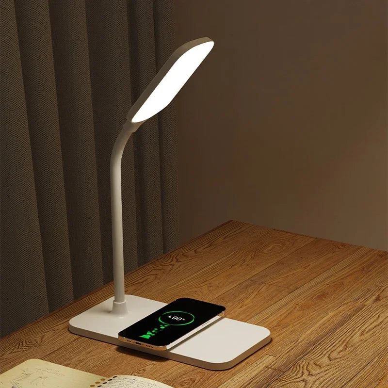 Lampada Da Scrivania LED Con Ricarica Wireless E Porta USB Dimmerabile Touch Luce Notturna Per Lettura E Giochi A Casa