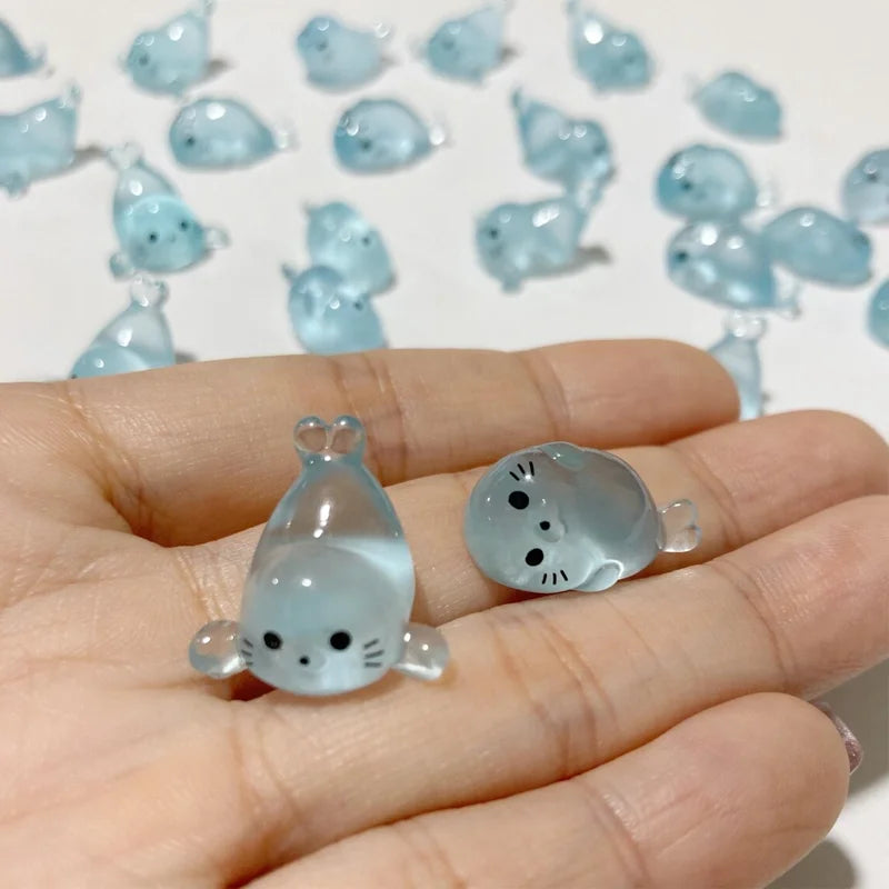 10/20 pezzi mini figurine sigillo che si illuminano al buio, miniature di animali marini in resina, 4 stili per forniture artigianali per la decorazione della casa fai da te