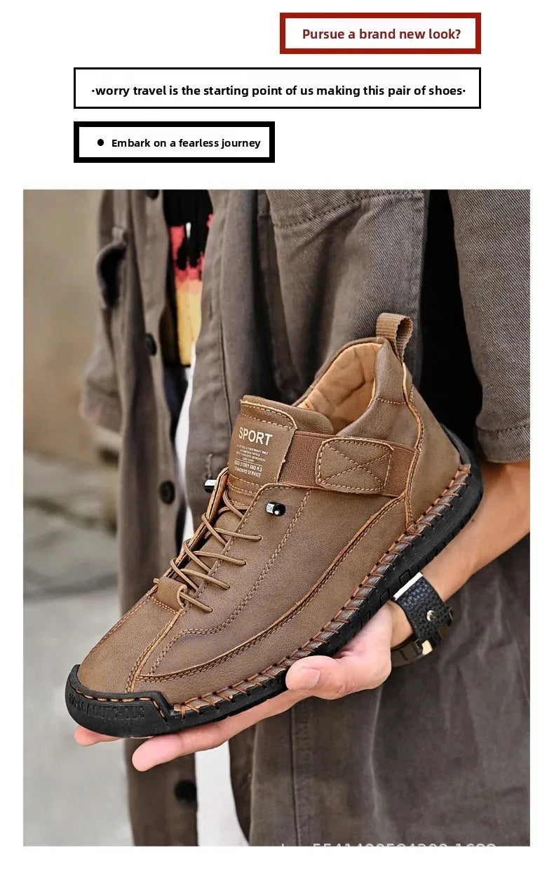 Scarpe Casual Da Uomo In Pelle Cucita A Mano Antiscivolo Con Fondo Grande E Fibbia Centrale
