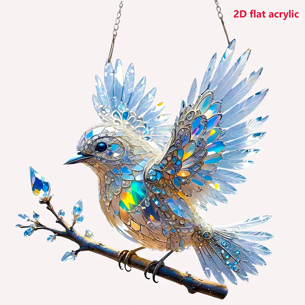 Finestra 2D Con Macchie Di Uccelli Graziosi Ciondolo Artistico Per Cucina E Soggiorno Cartello Con Ghirlanda Halloween
