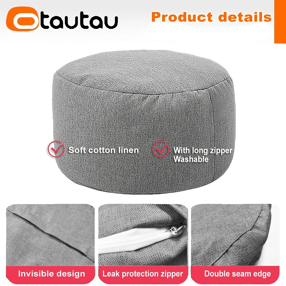 Sgabello Rotondo Diametro 30 Cm Altezza 20 Cm Pouf In Lino Ottomano Con Imbottitura Poggiapiedi Tatami Futon Puff JD001
