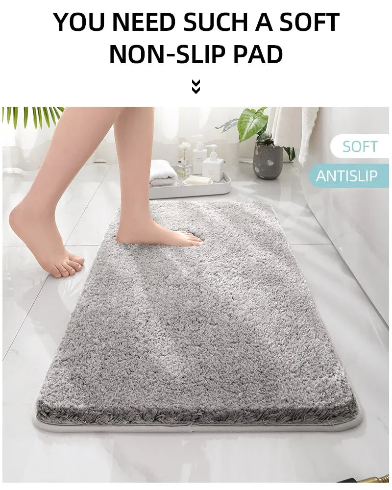 Tappetino Da Bagno Arrotondato E Ispessito Antiscivolo Peluche Assorbente Per Vasca E Per Porta D Ingresso