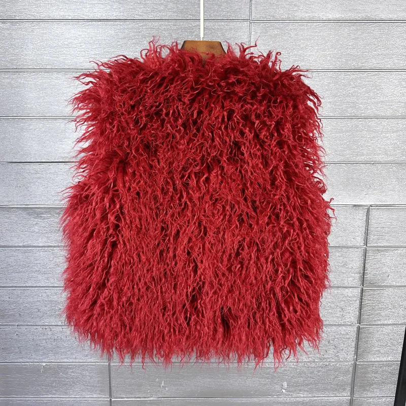 Gilet Di Pelliccia Sintetica Da Donna Lana Imitazione Caldo Senza Maniche Autunno Inverno 2025 Stile Elegante