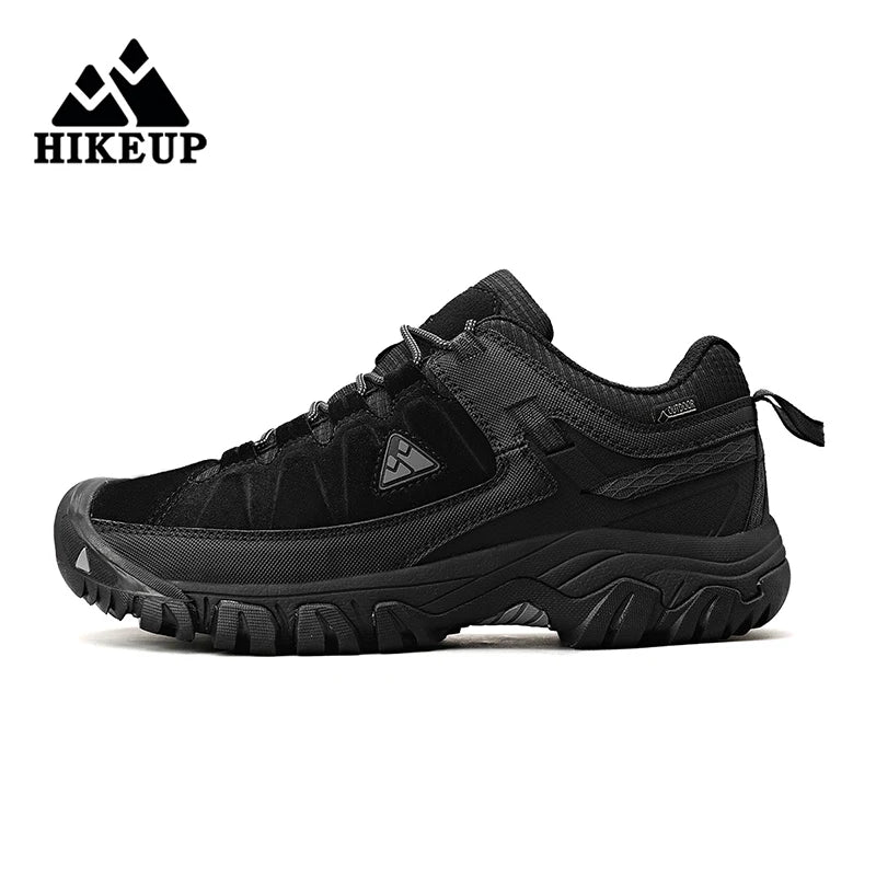 Hikeup Scarpe Trekking Uomo Pelle Alta Qualità Durevoli Esterni Suola Gomma Impermeabile