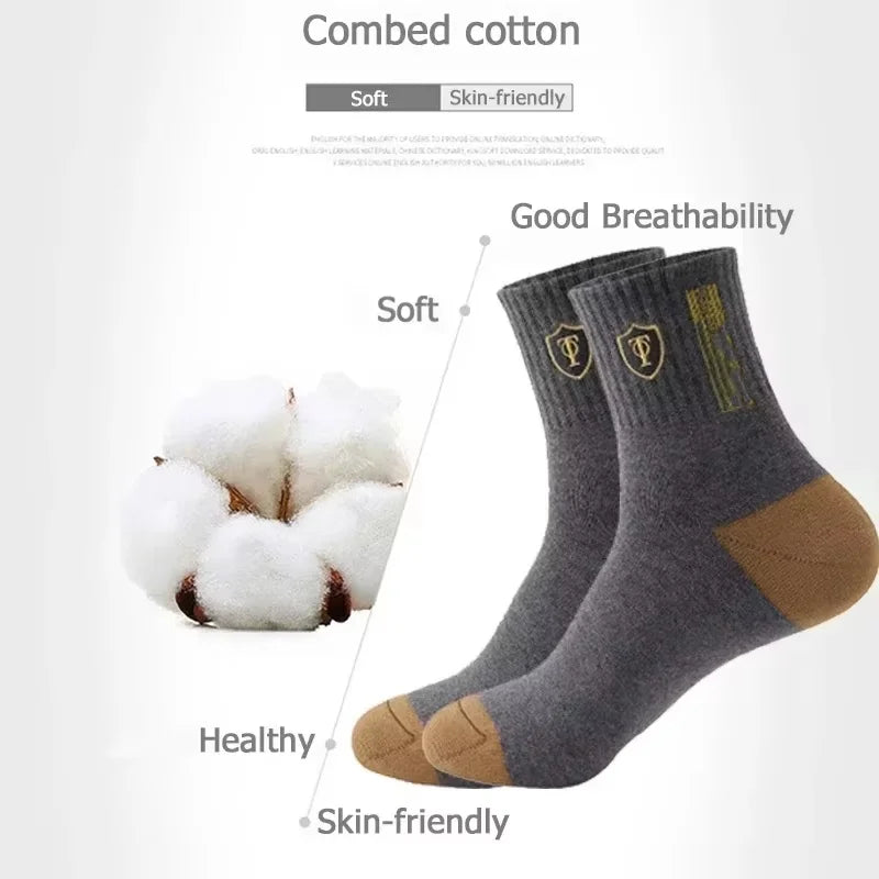 Calze Sportive Uomo in Cotone Bamboo Traspiranti Regolano Umidità per Comfort Tutto il Giorno Autunno Inverno 10 Paia