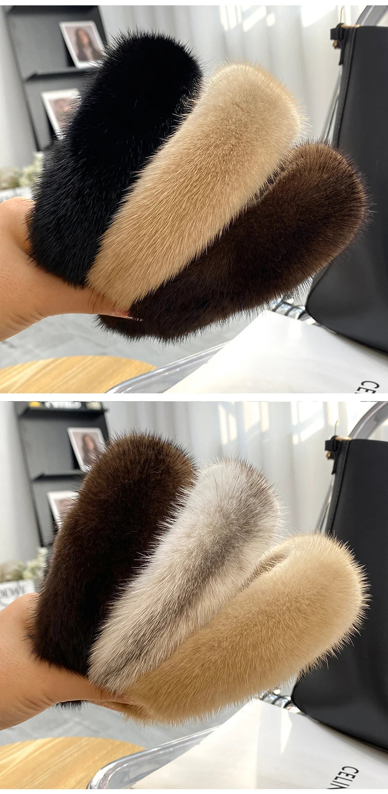 Fascia Per Capelli Inverno In Pelliccia Vera Di Visone Alta Qualità Per Donne Lusso Regalo Elegante