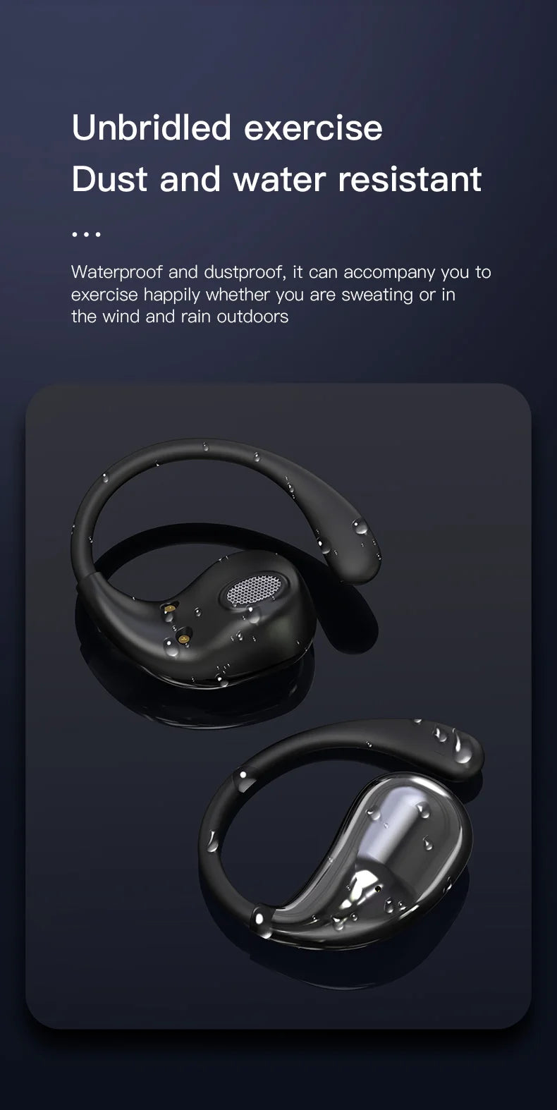 Cuffie Wireless Bluetooth Con Gancio Per L Orecchio Auricolari Stereo Impermeabili Display LED Controllo Touch