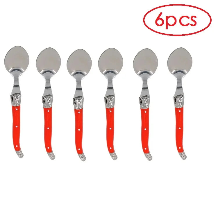 Set Da 6 Cucchiaini Da Caffè In Acciaio Inox Con Manico Arcobaleno ABS Laguiole Per Gelato E Dolci Stoviglie Colorate