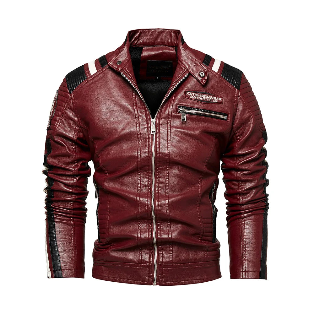Giacca Da Moto Da Uomo In Ecopelle Impermeabile Antivento PU Bomber Vintage Di Alta Qualità