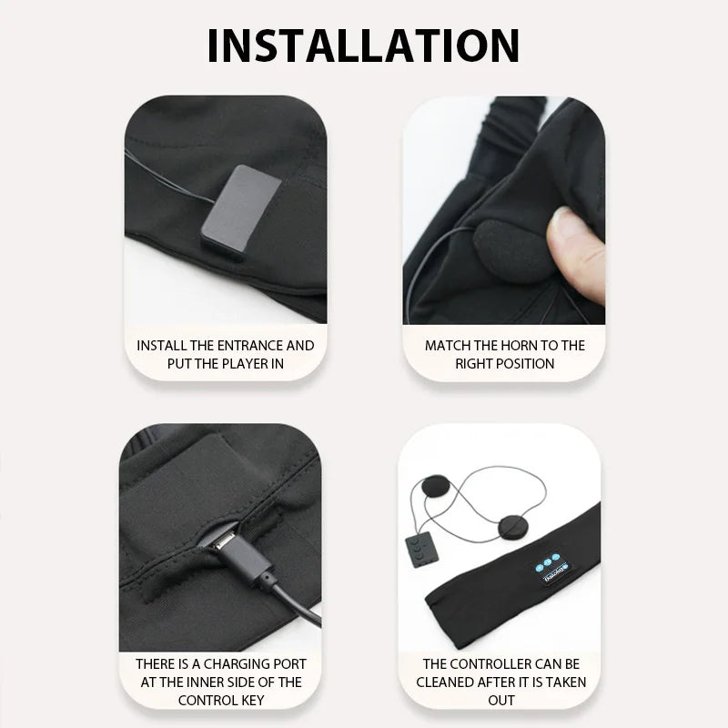 Fascia Sportiva Con Cuffie Bluetooth Senza Fili Per Musica Dormire Maschera Per Gli Occhi E Yoga Capelli Morbidi