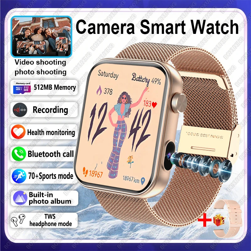 Nuovo Smartwatch Fotocamera per Uomo e Donna Registrazione Foto e Video Fitness Salute Impermeabile Chiamate Bluetooth
