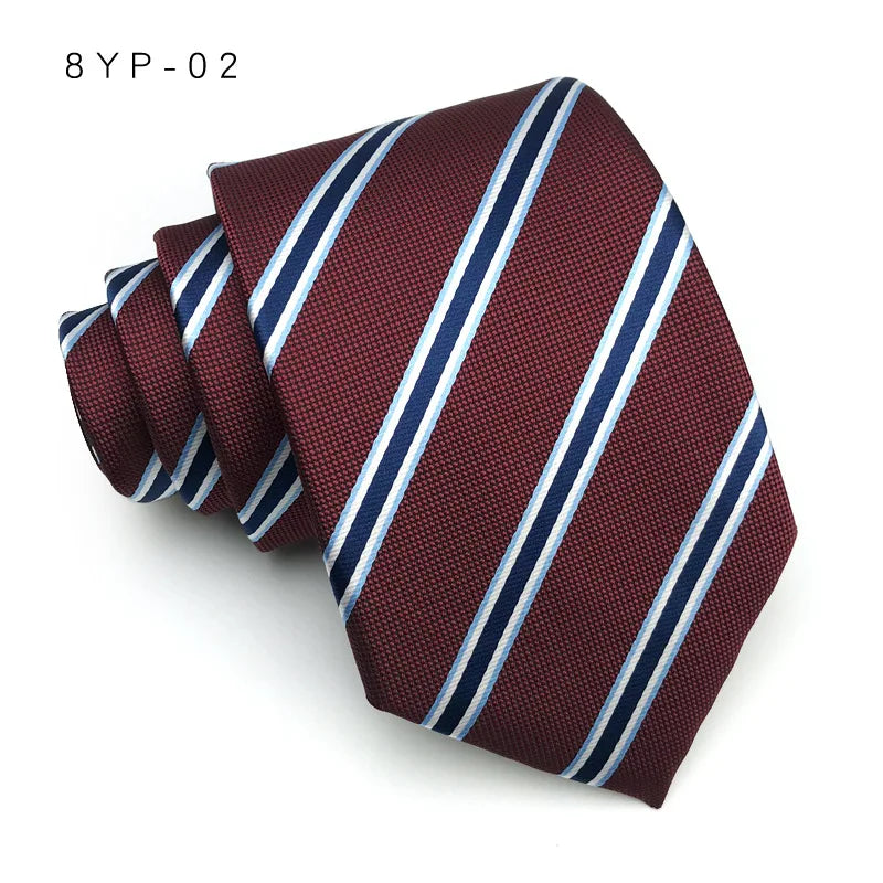 Cravatta Da Uomo 8 Cm In Poliestere Jacquard A Righe Classica Per Matrimonio E Affari Ascot YISHLINE