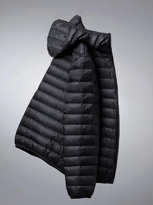 Giacca Invernale Da Uomo In Cotone Leggero Antivento Con Cappuccio Tinta Unita Per Sport All Aperto